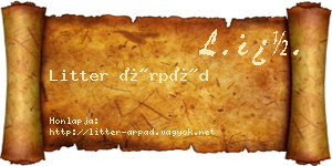 Litter Árpád névjegykártya